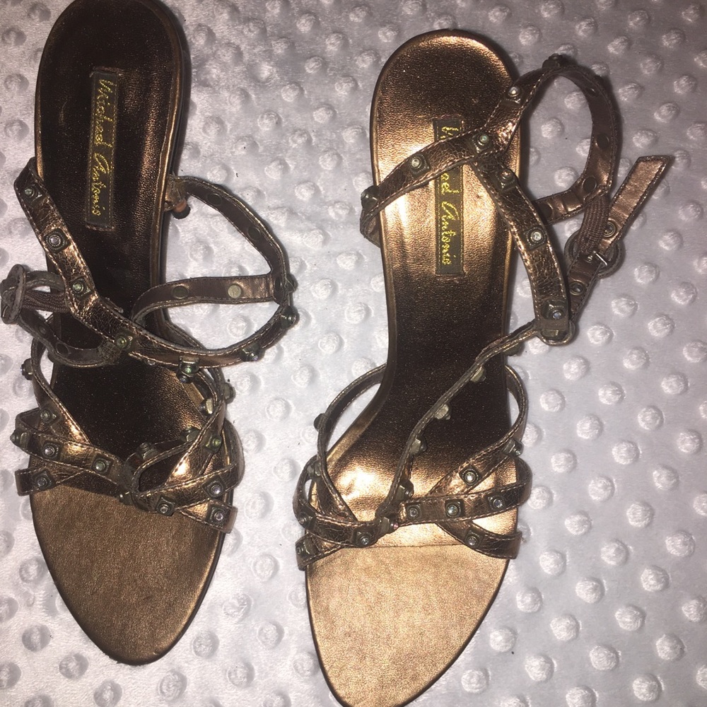 Rare Michael Antonio Copper Open Toe Heels